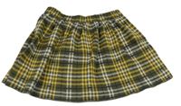 Khaki-bílo-žlutá kostkovaná úpletová sukně