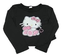 Černé crop triko s Hello Kitty