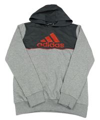Nové - Šedo-antracitová mikina s logem a kapucí Adidas