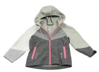 Světlešedo-šedá melírovaná softshellová bunda s kapucí C&A