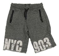 Tmavošedé melírované teplákové kraťasy s číslem C&A