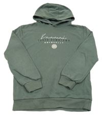 Khaki mikina s nápisem a kapucí Primark