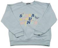 Světlemodrá mikina s nápisem s motýly Primark