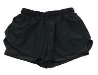 Černé šusťákové sportovní kraťasy s všitými elastickými