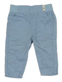 Světlemodré plátěné kalhoty s úpletovým pasem Kuniboo