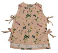 Růžový květovaný úpletový top s motýly LC Waikiki