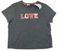 Nové - Tmavošedé melírované crop tričko s nápisem New Look