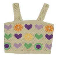 Béžový háčkovaný crop top se srdíčky a ovocem Shoeby