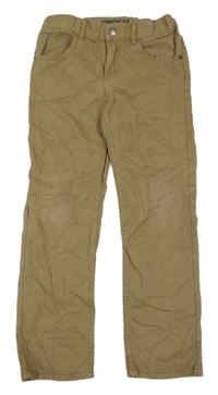 Hnědé plátěné straight fit kalhoty H&M