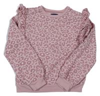 Růžová mikina s leopardím vzorem a volánky Cynthia Rowley