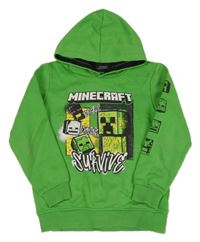 Zelená mikina s Minecraft a kapucí Primark