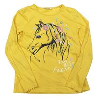 Žluté triko s koněm Kids