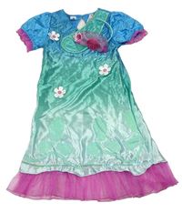 Kostým - Zeleno-modro-růžové zdobené šaty + čelenka - Poppy George