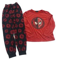 Červeno-černé sametové pyžamo se Spidermanem Primark