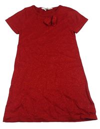 Červené třpytivé pletené šaty s mašlí H&M