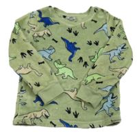 Zelená plyšová mikina s dinosaury 