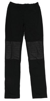 Černé legíny s koženkovými prvky Yigga