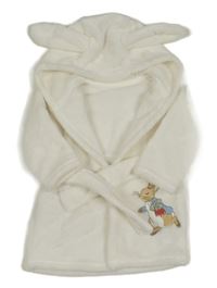 Bílý plyšový župan s králíkem a kapucí 