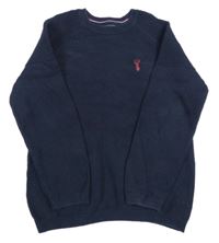 Tmavomodrý svetr s výšivkou Next