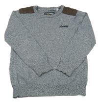 Tmavomodrý melírovaný svetr s nápisem C&A