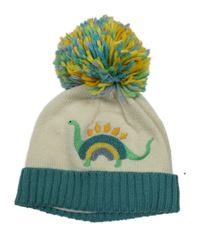 Smetanovo-zelená čepice s dinem a bambulí George