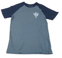 Tmavomodré tričko s žebrovanými rukávy manguun