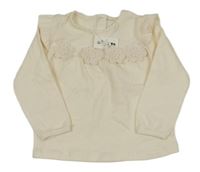 Nové - smetanové triko s 3D kvítky C&A