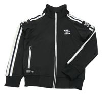 Černá sportovní propínací mikina s pruhy a logem - Adidas