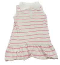 Bílo-růžové pruhované šaty s límečkem 