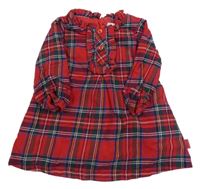 Červeno-tmavomodré kostkované šaty 