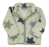 Smetanová huňatá podšitá propínací mikina s hvězdami Ergee