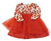 Bílo-červené šaty se srdíčky a tylovou sukní 