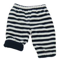 Bílo-tmavomodré pruhované sametové podšité tepláky C&A