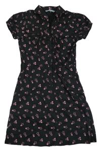 Černé plátěné šaty s růžovými hvězdičkami Debenhams