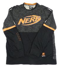 Černo-šedá melírovaná mikina s nápisem - Nerf C&A