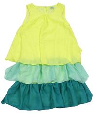 Žluto-mátovo-zelené šifonové šaty Y.F.K.