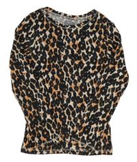 Černo-bílo-oranžové žebrované triko s leopardím vzorem Next