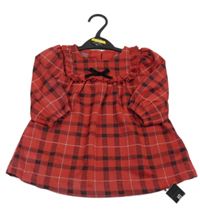 Nové - Červeno-černé kostkované šaty s mašlí Dunnes Stores