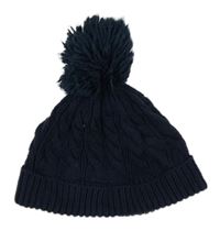 Tmavomodrá vzorovaná čepice s bambulí Next