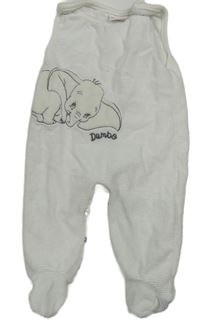 Bílé žebrované sametové dupačky s Dumbem Disney