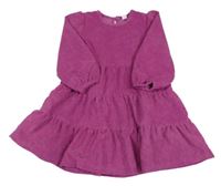 Fialové žebrované sametové šaty Shein