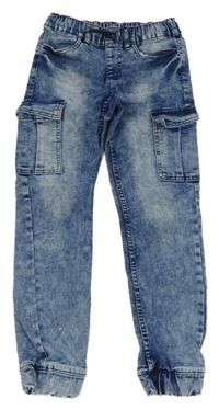 Světlemodré plísňové cuff cargo teplákové rifle Y.F.K.