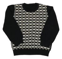 Černo-šedo-bílý vzorovaný svetr Matalan