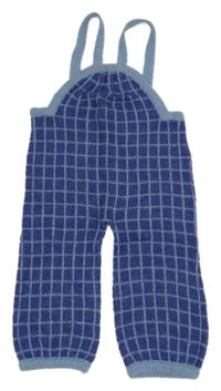 Modré kostkované laclové úpletové tepláky 