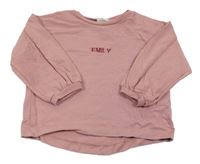 Růžová mikina s nápisem Zara