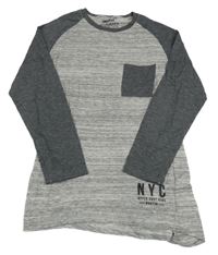 Šedé melírované triko s nápisem Primark