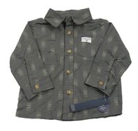 Nové - Šedo-béžová vzorovaná košile 