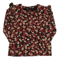 Černo-růžovo-fuchsiové květované triko C&A