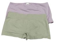 2set - 2x nohavičkové kalhotky - světlezelené + lila