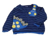 Tmavomodrý pruhovaný svetr s dinem Miniclub